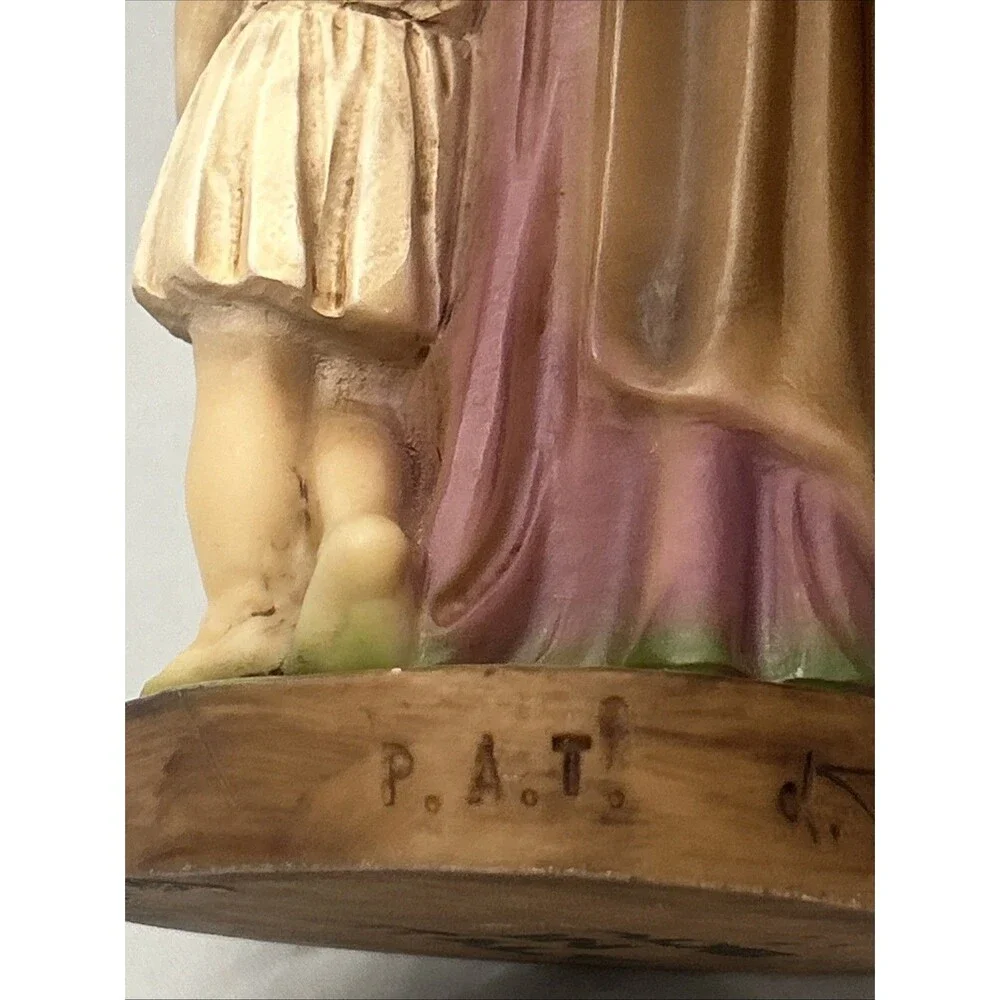 Vintage Resin Italy P.A.T. L. Toni Holy Family Statue Figurine Signed 6.25”